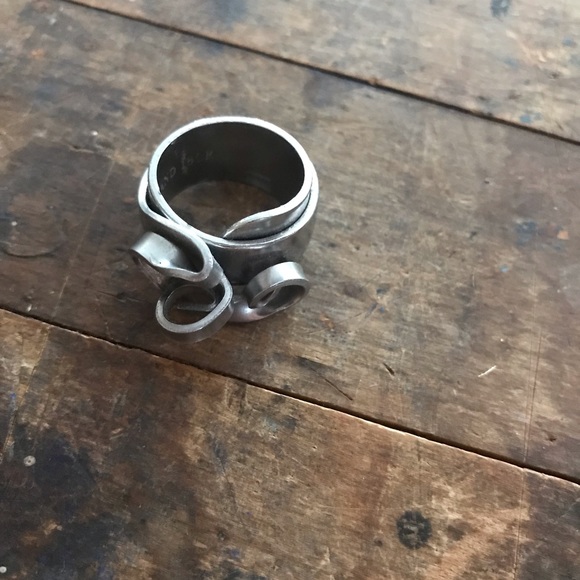 Vintage ring silver tone stainless fork turned - Picture 5 of 8